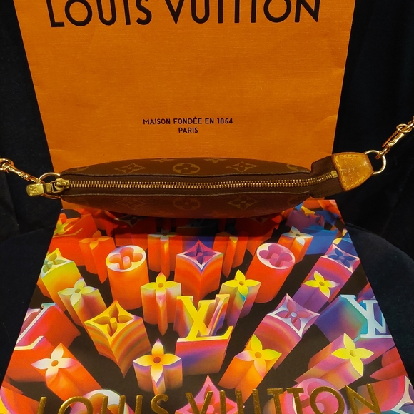 Bucket Monogram Pochette Louis Vuitton w/New Crossbody Coach Chain - Picture 3 of 15